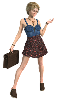 Animated Womanwith Suitcase