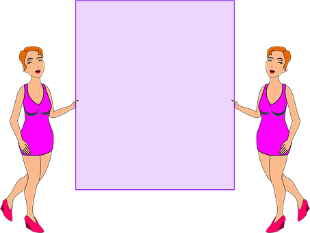 Animated Women Holding Sign