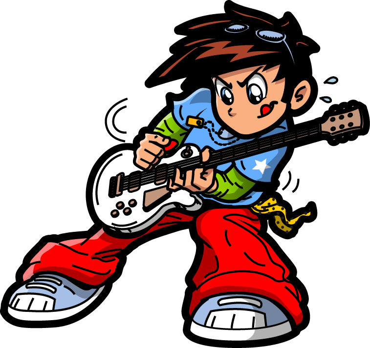 Animated Young Rockstar Playing Guitar