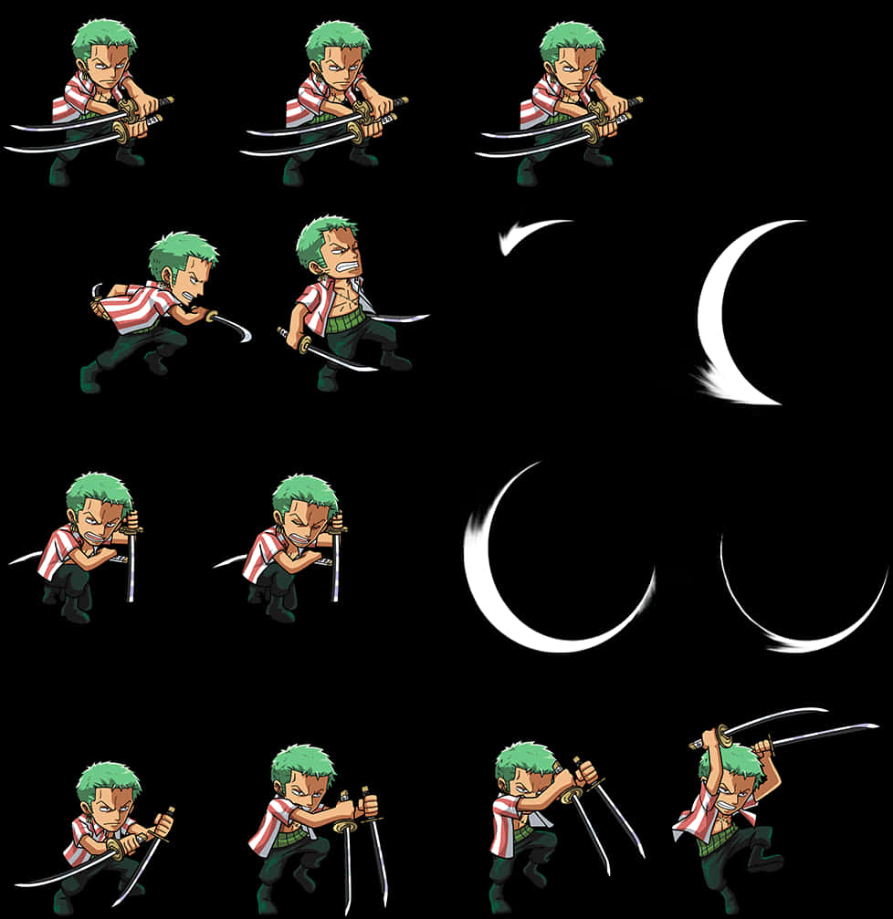Animated Zoro Sword Attack Sequence