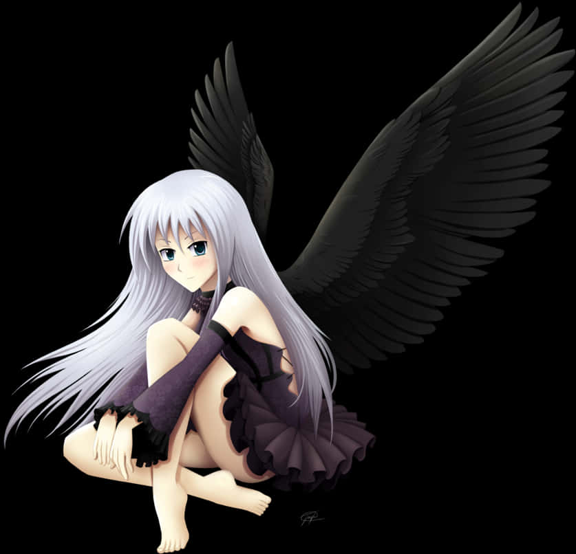 Anime Angelwith Black Wings