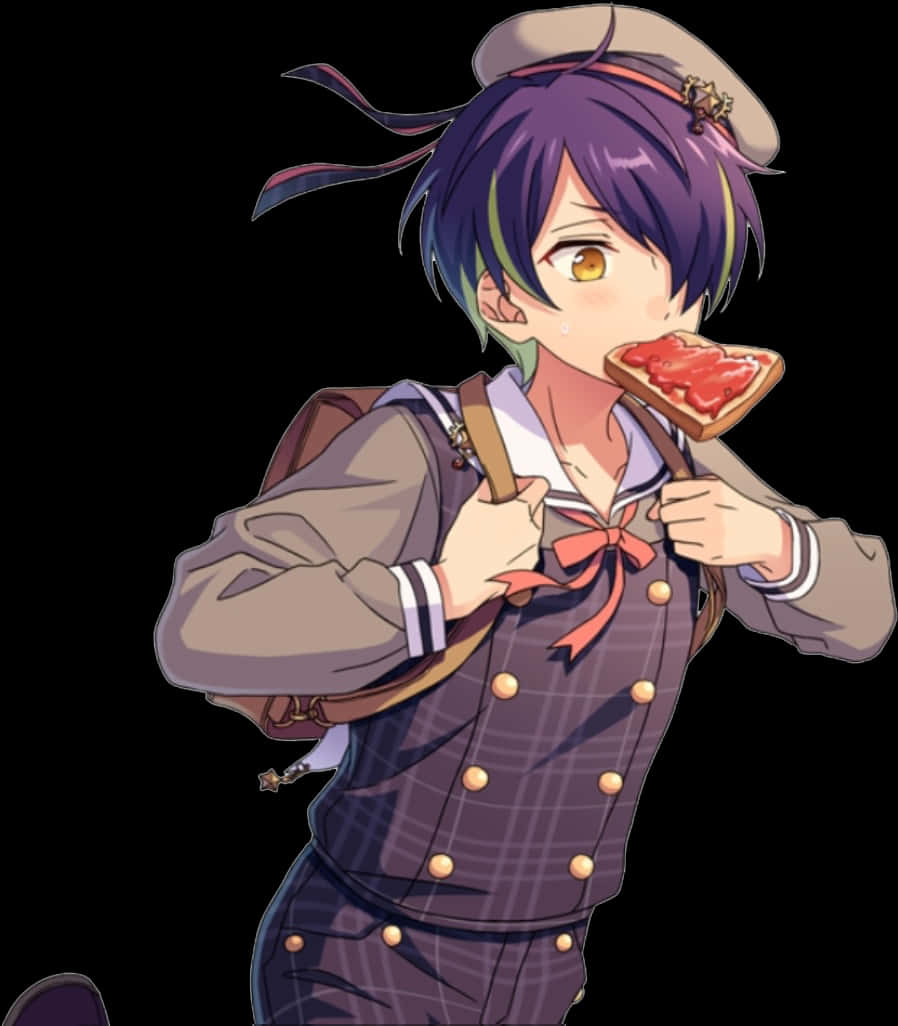 Anime Boy Eating Toast