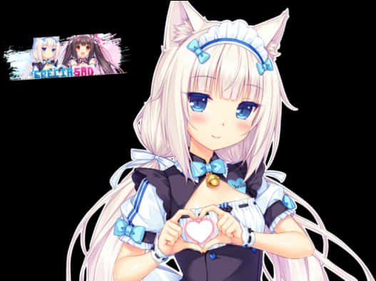 Anime Catgirl Heart Gesture