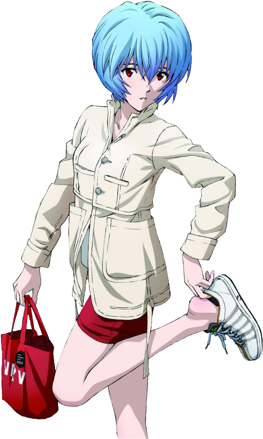 Anime Character Blue Hair Red Bag