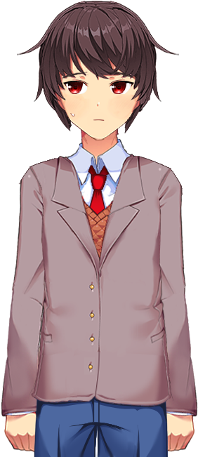 Anime Character Brown Hair School Uniform