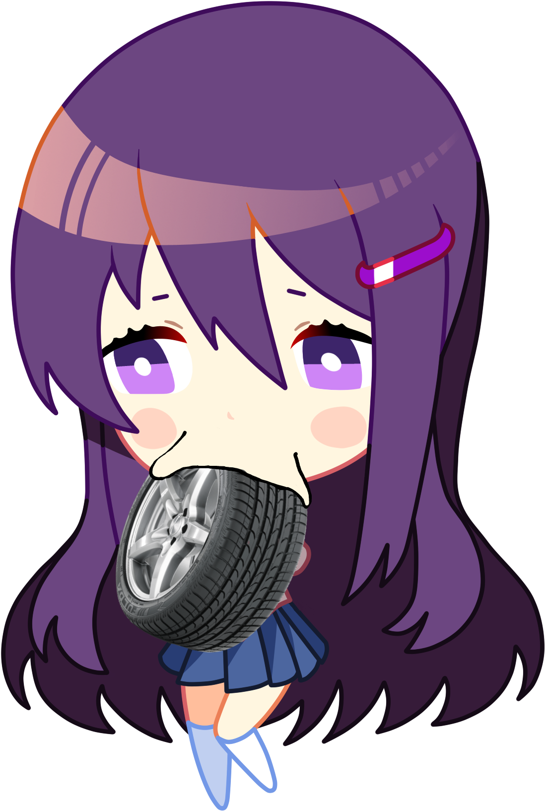 Anime Character Holding Tire