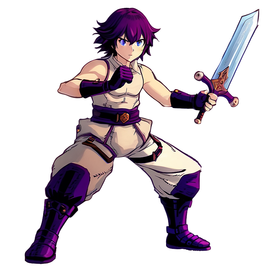 Anime Character In Battle Stance Png 06252024