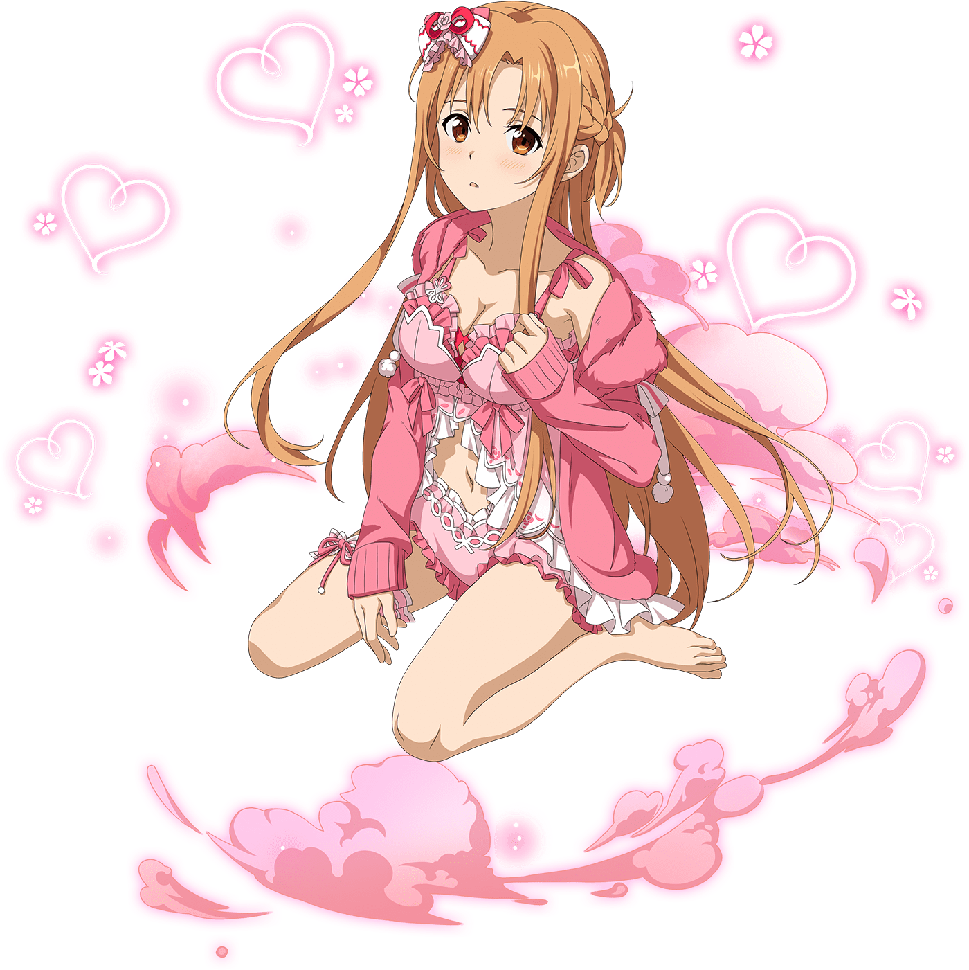 Anime Character Pink Hearts Clouds