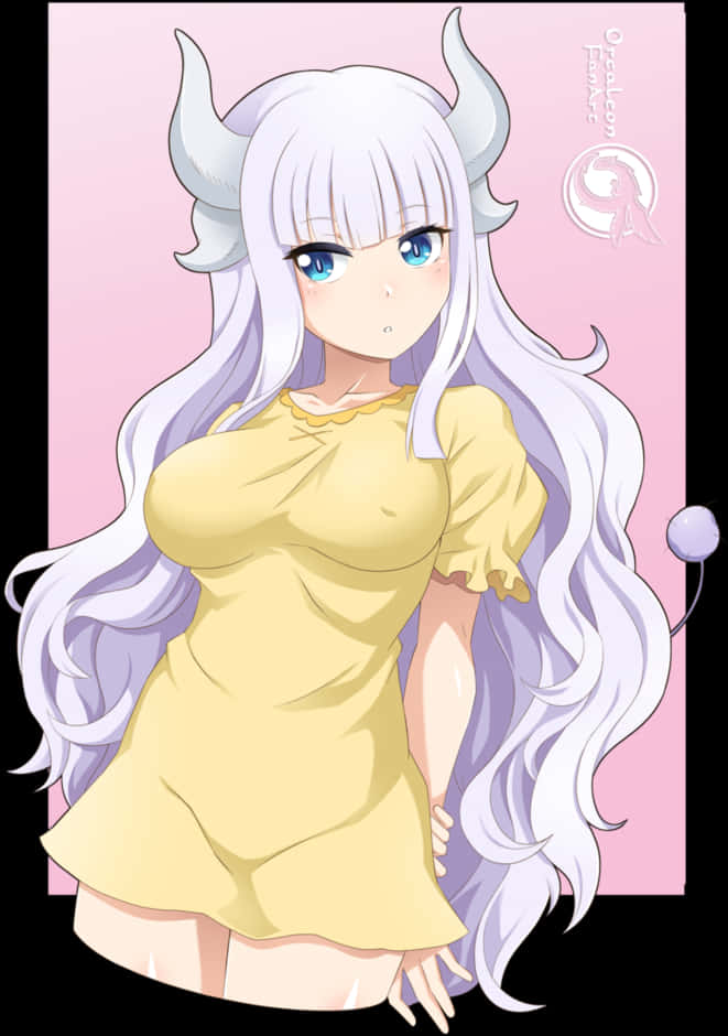 Anime Character With Horns Yellow Dress