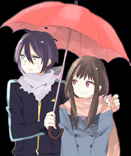 Anime Duo Sharing Umbrella