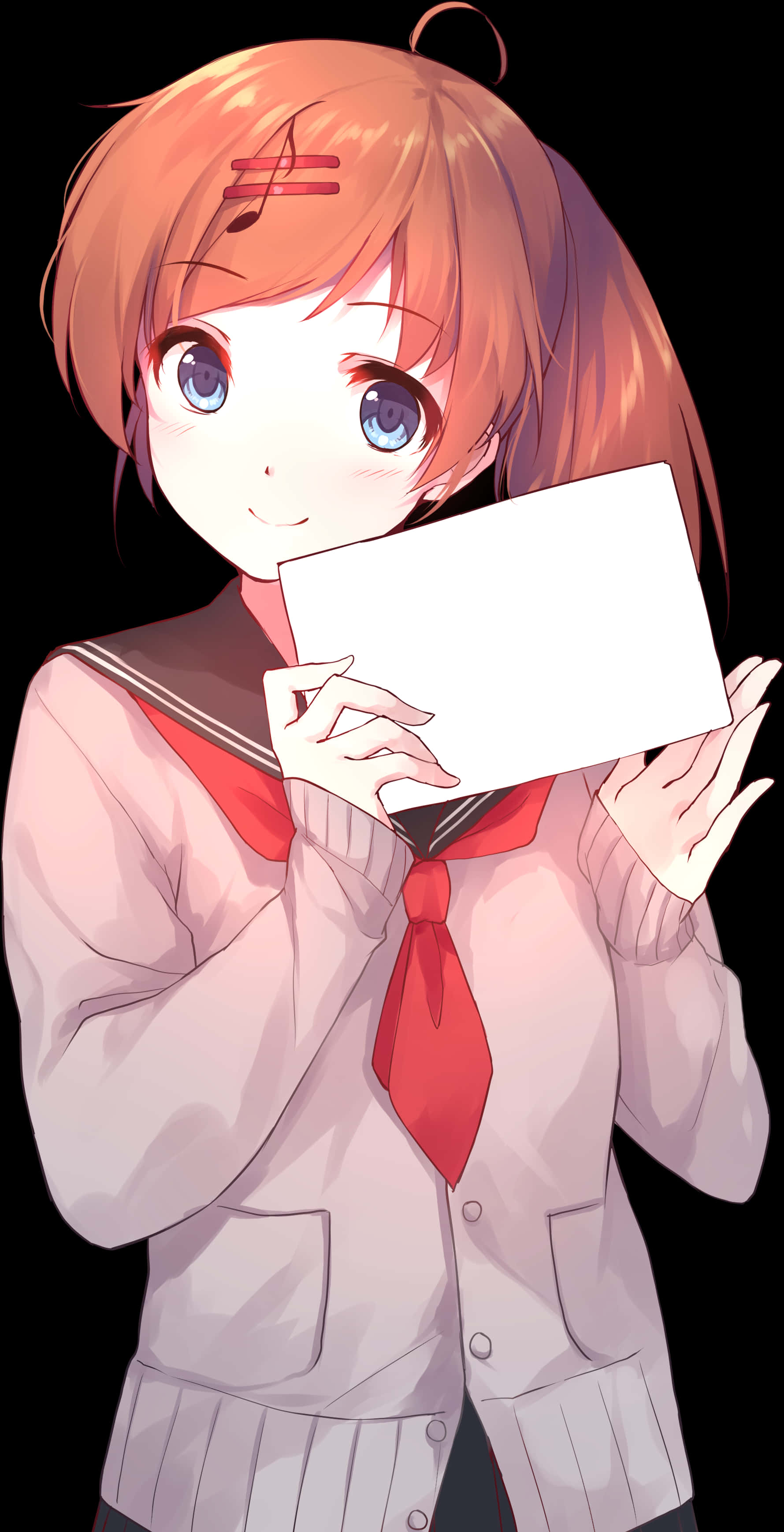 Anime Girl Holding Blank Sign