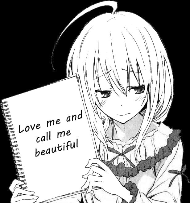 Anime Girl Holding Notebook Request