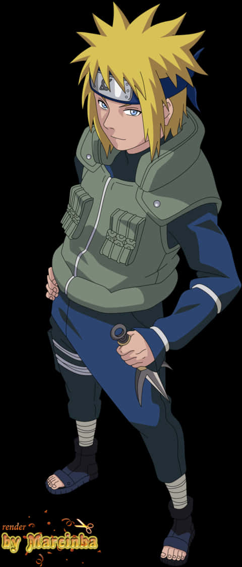 Anime Ninja Character With Kunai