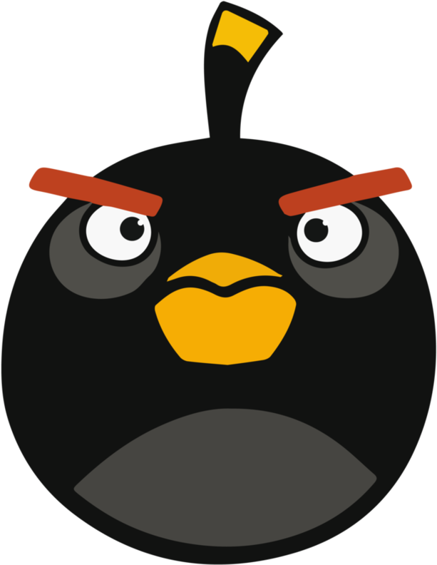 Annoyed Black Bird Cartoon Character