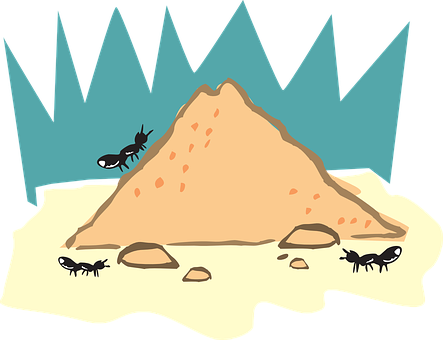 Ant Hill Cartoon Illustration