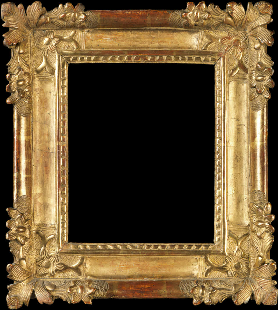 Antique Floral Carved Gold Frame