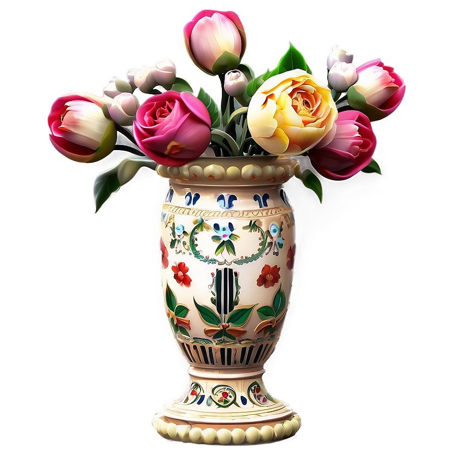 Antique Flower Vase Design Png 06122024