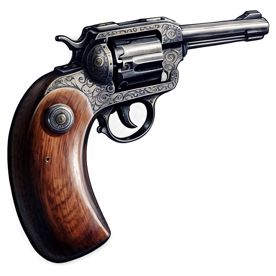 Antique Revolver Engraving Png 20