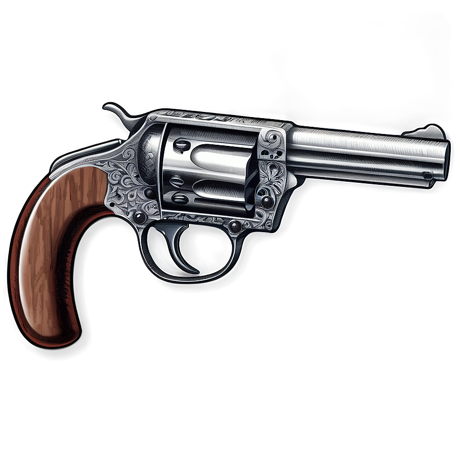 Antique Revolver Engraving Png 47