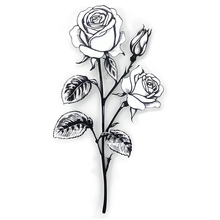 Antique Rose Black And White Png 42