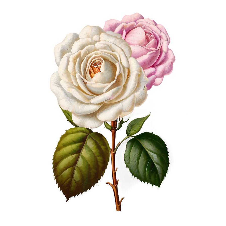 Antique Roses Illustration Png 17