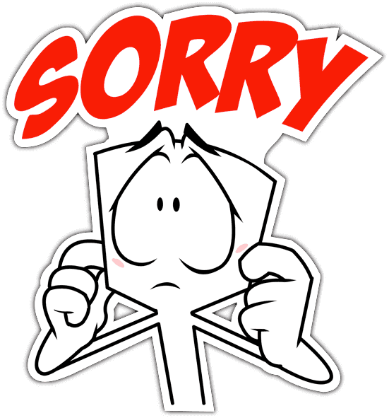 Apology Cartoon Character Holding Sign