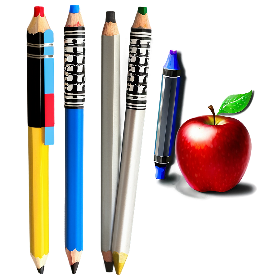 Apple And Pencil Png 06132024