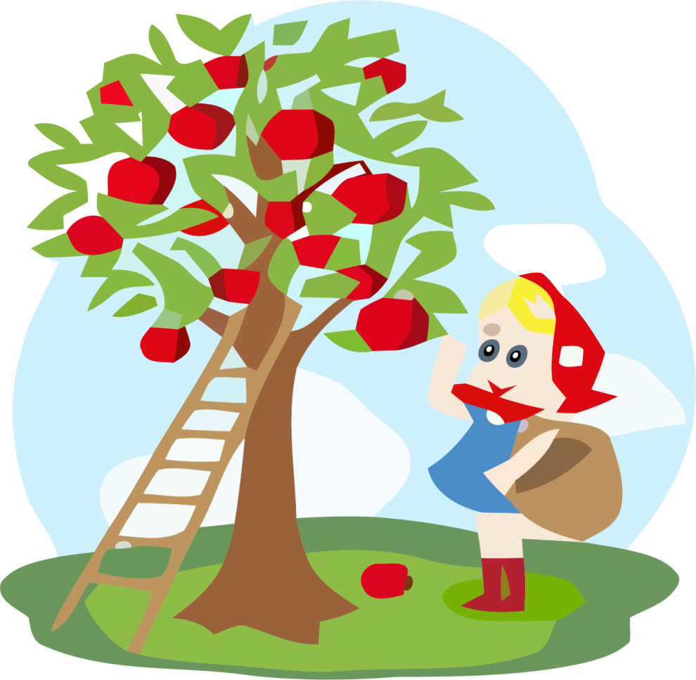 Apple Harvest Cartoon Scene