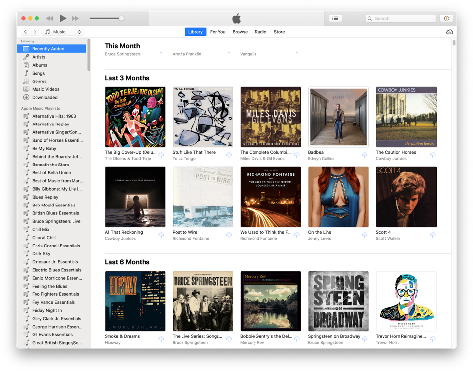 Apple Music Interface Album Selections