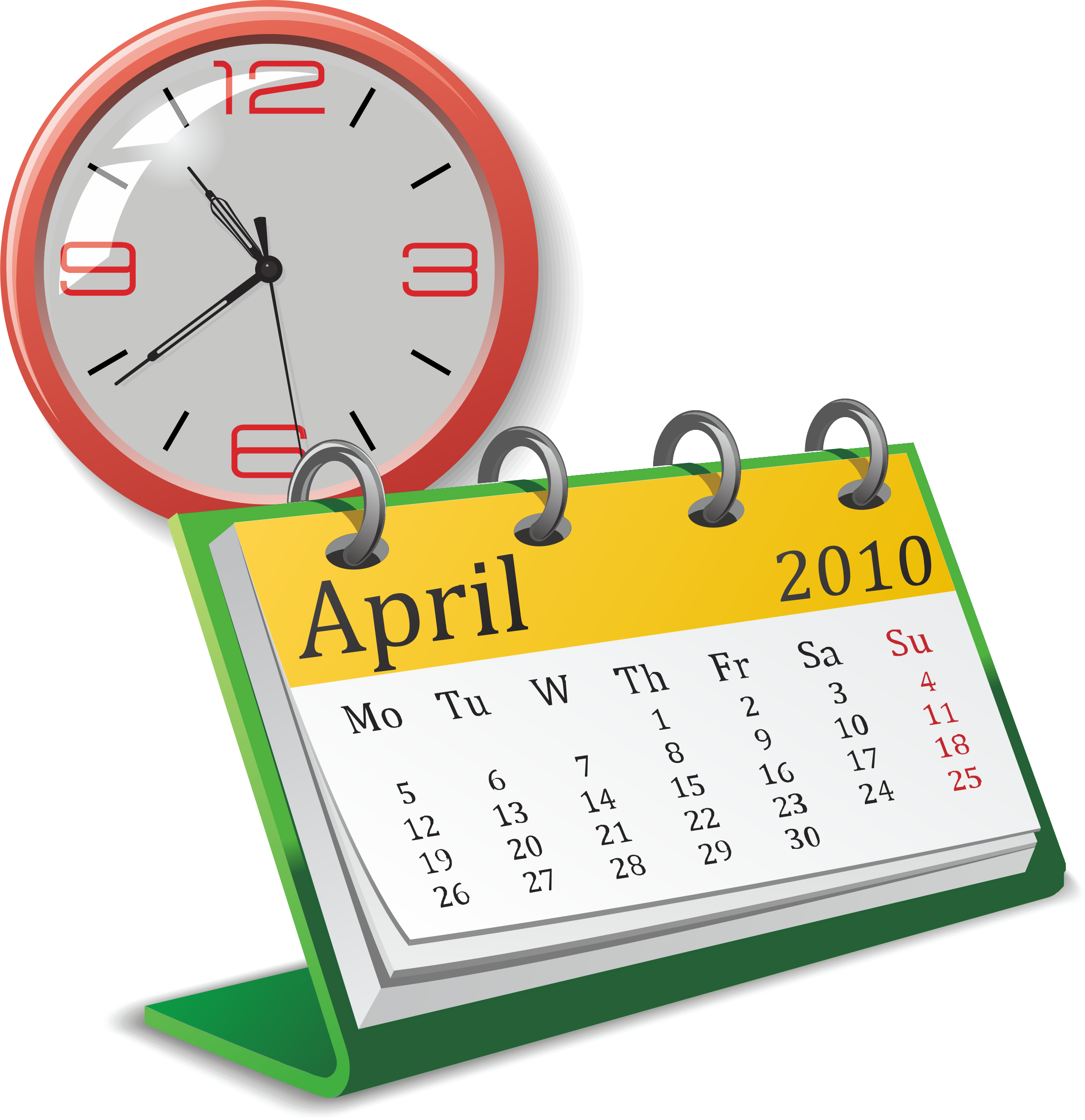 April Calendar Clock Clipart2010