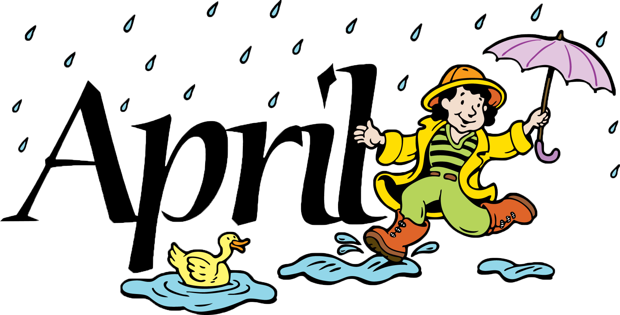 April Showers Cartoon Illustration