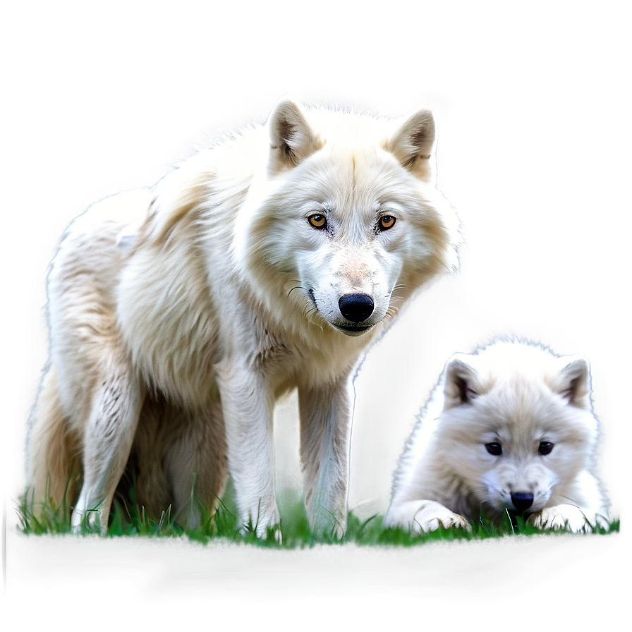 Arctic Wolf With Cubs Png Lkg69