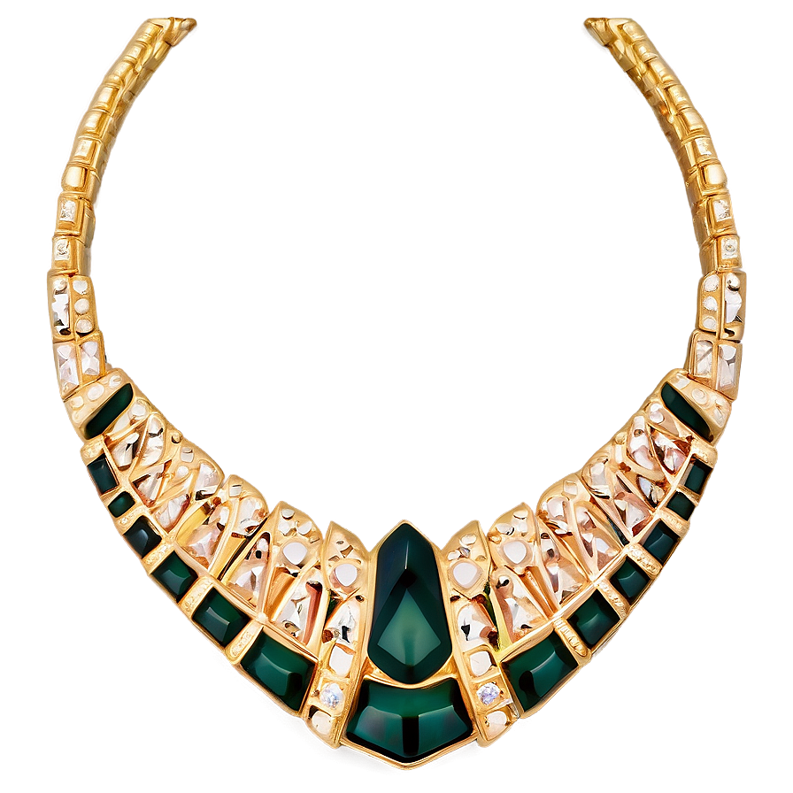 Art Deco Gold Necklace Png 06122024