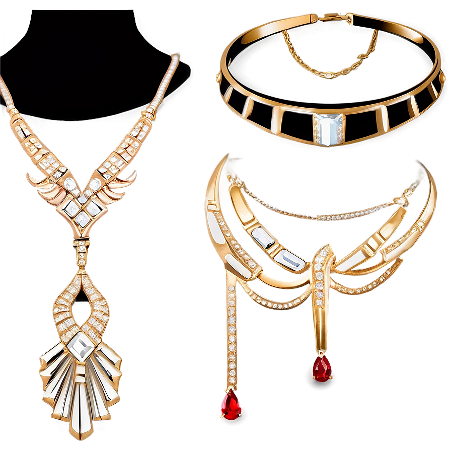 Art Deco Gold Necklace Png 54