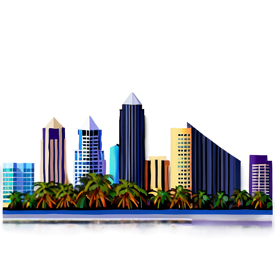 Art Deco Miami Skyline Png 1