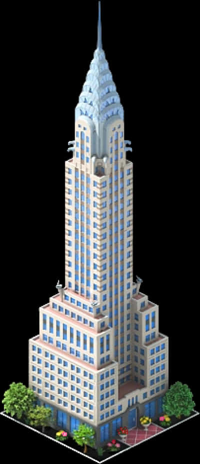 Art Deco Skyscraper Rendering