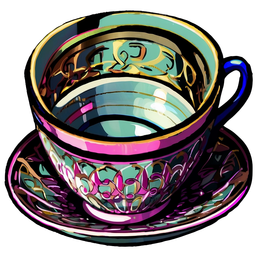 Art Deco Tea Cup Style Png Vxe