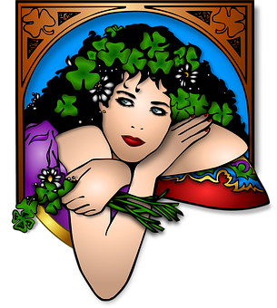 Art Nouveau Inspired Woman Illustration