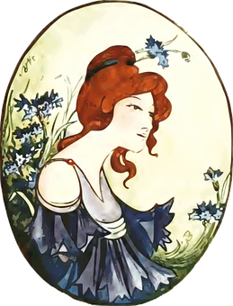 Art Nouveau Style Redhead Woman