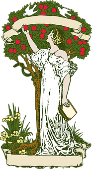 Art Nouveau Woman Tree Banner