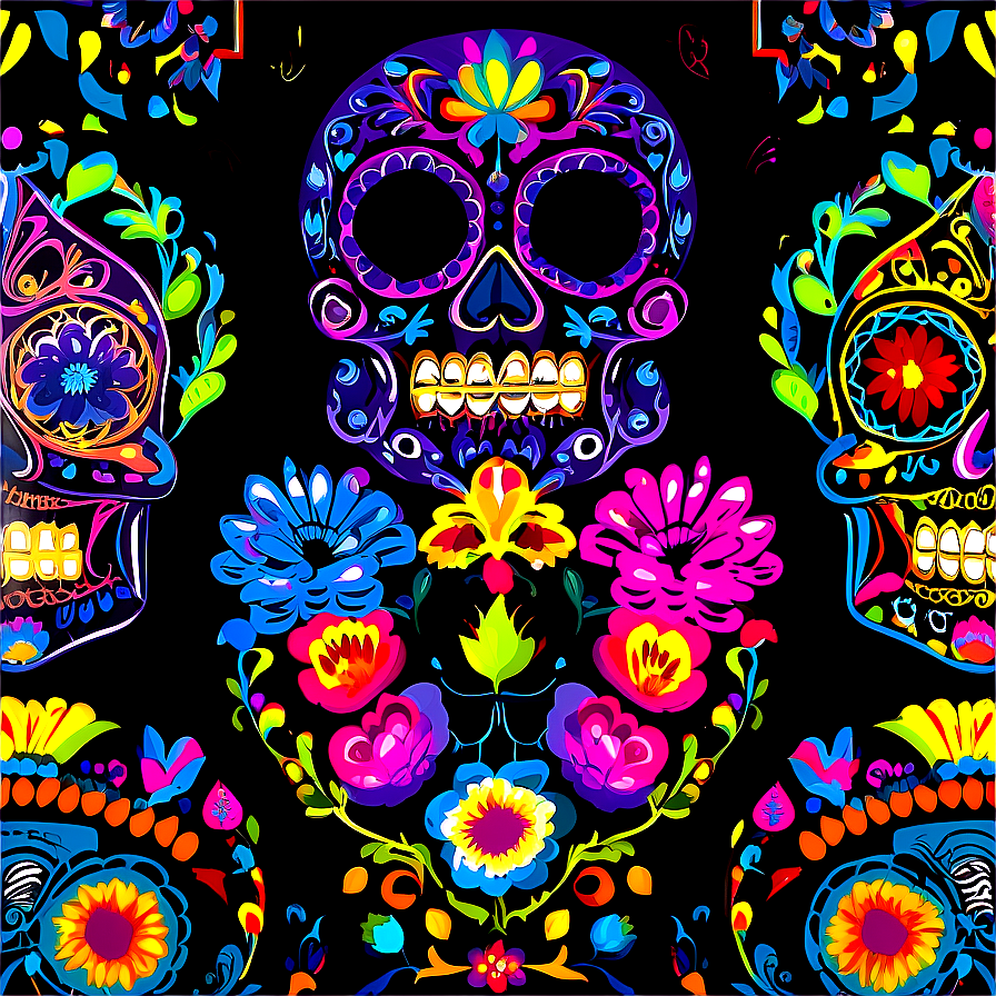 Artistic Dia De Los Muertos Murals Png Cux