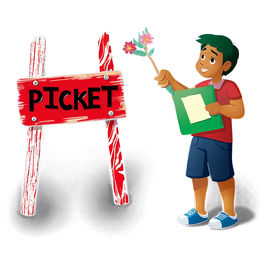 Artistic Picket Sign Png 06212024