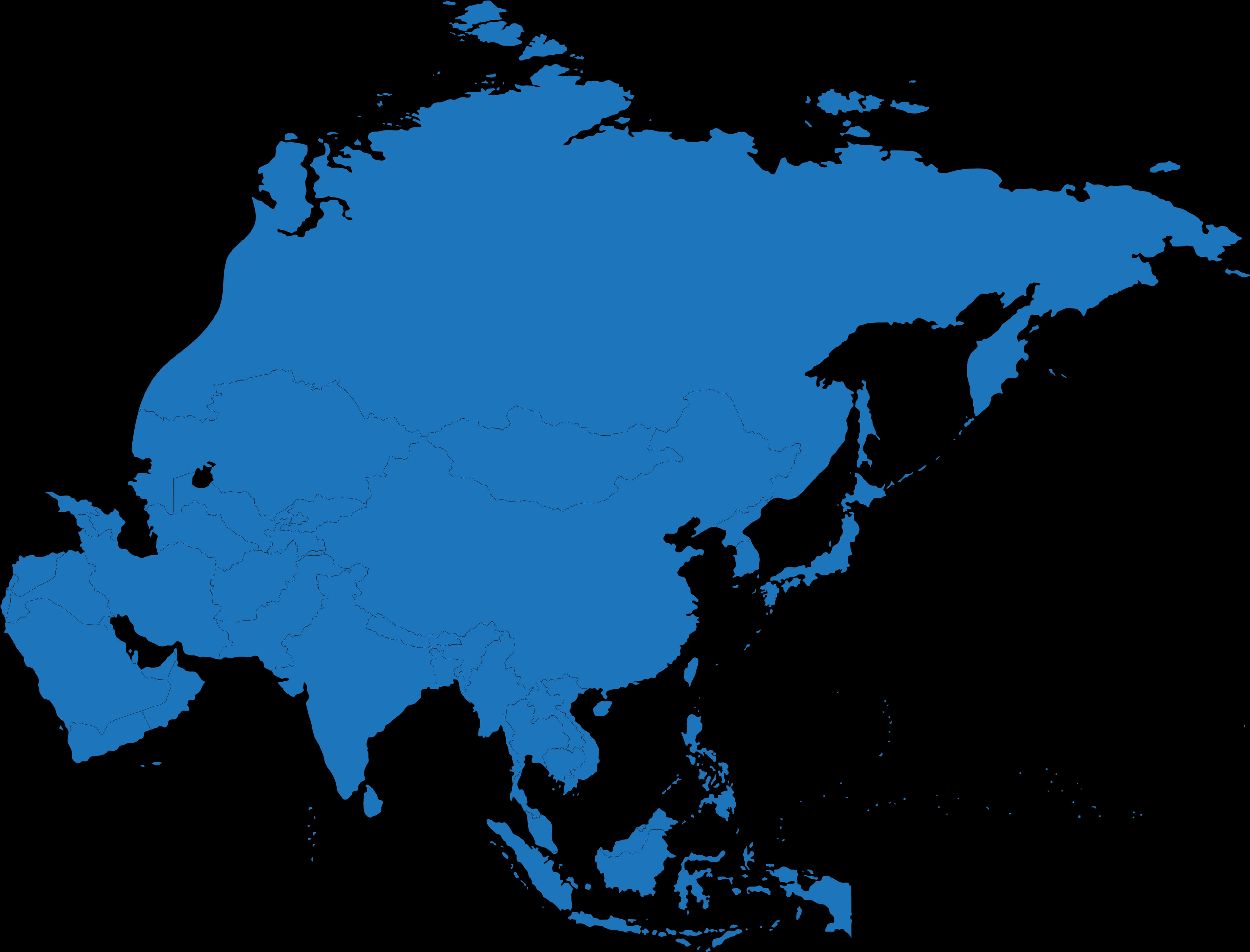 Asia Continent Outline Map