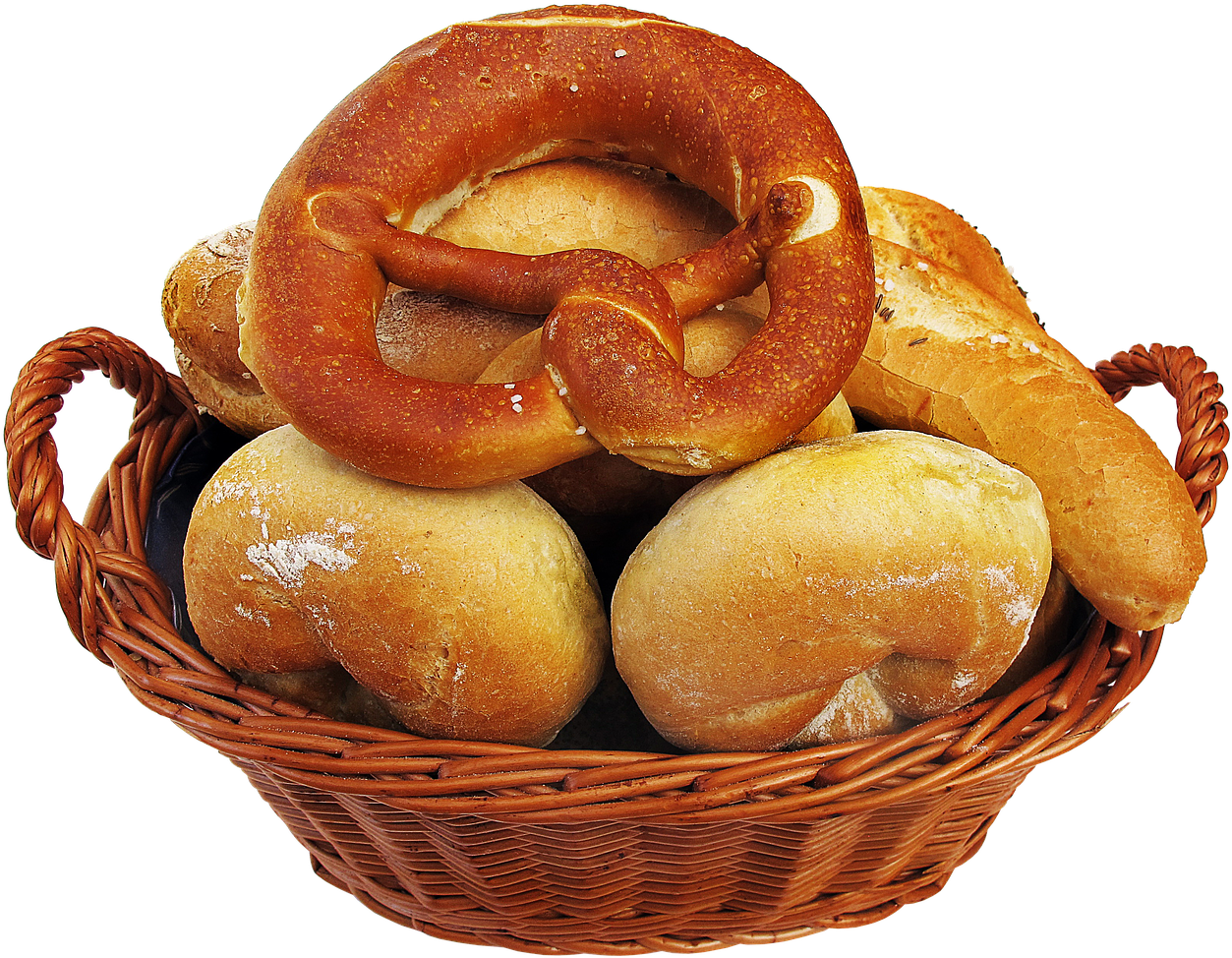 Assorted Bakery Basket Pretzel Bread Rolls