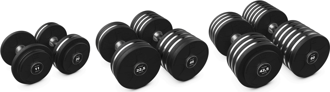 Assorted Black Dumbbells Fitness Equipment