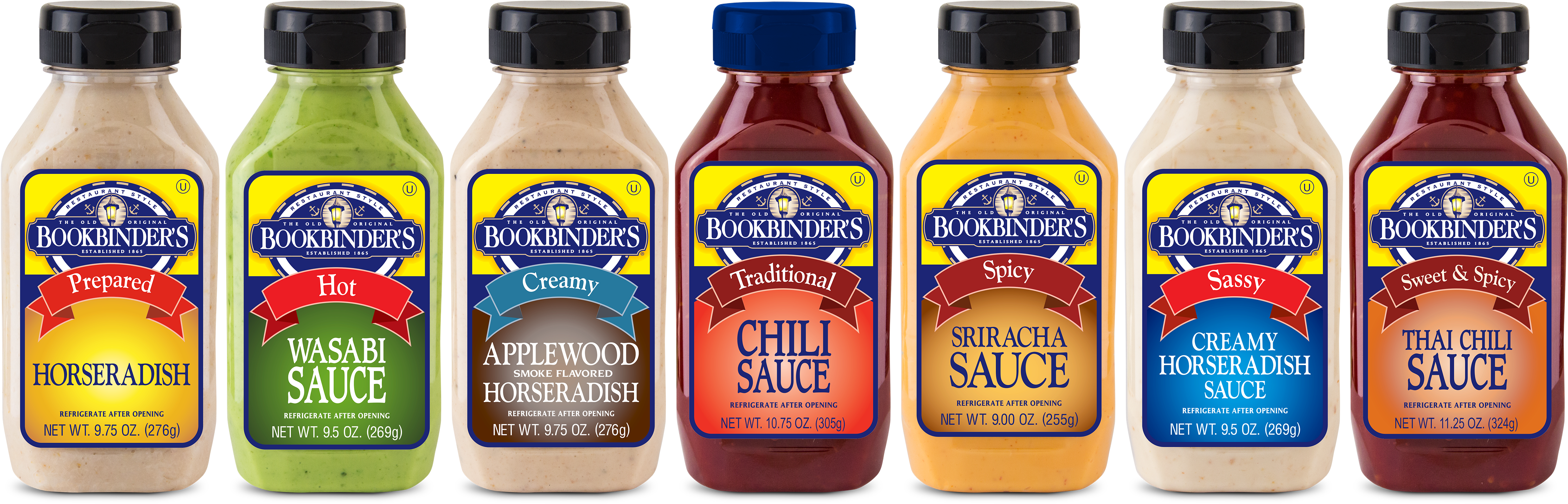 Assorted Bookbinders Sauces Lineup