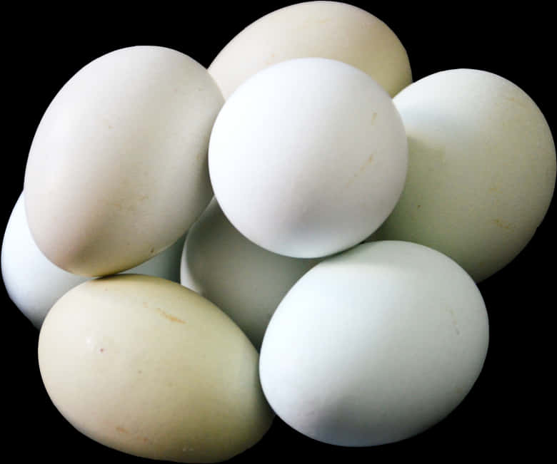 Assorted Chicken Eggs Black Background