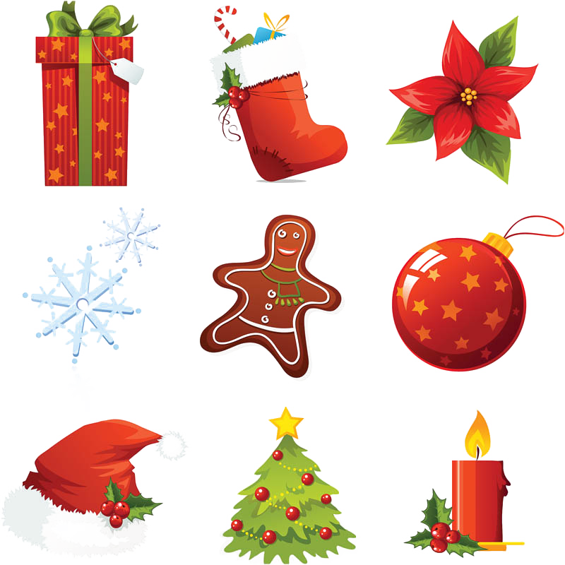 Assorted Christmas Decorations Clipart