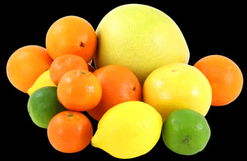 Assorted Citrus Fruitson Black Background