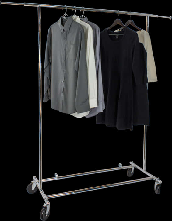 Assorted Clotheson Metal Hanger Rack